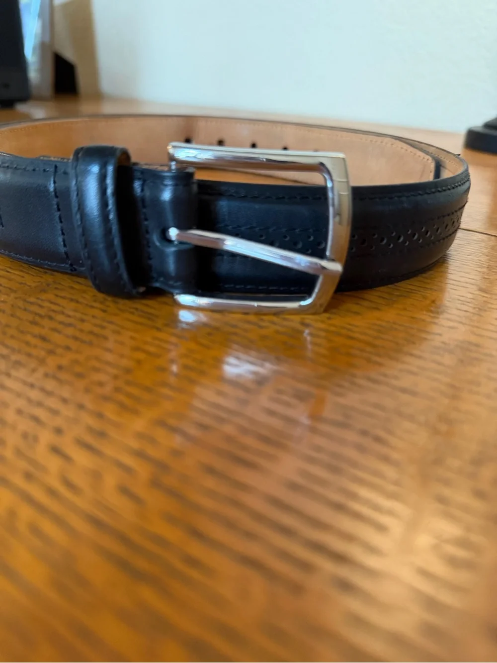 Allen Edmonds State Street European Calfskin Black Leather Dress Belt Men's 42